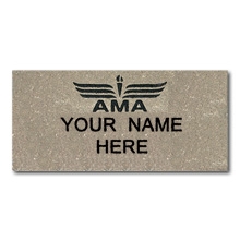 brown brick with black text