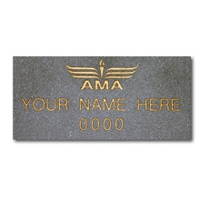 gray brick with gold text